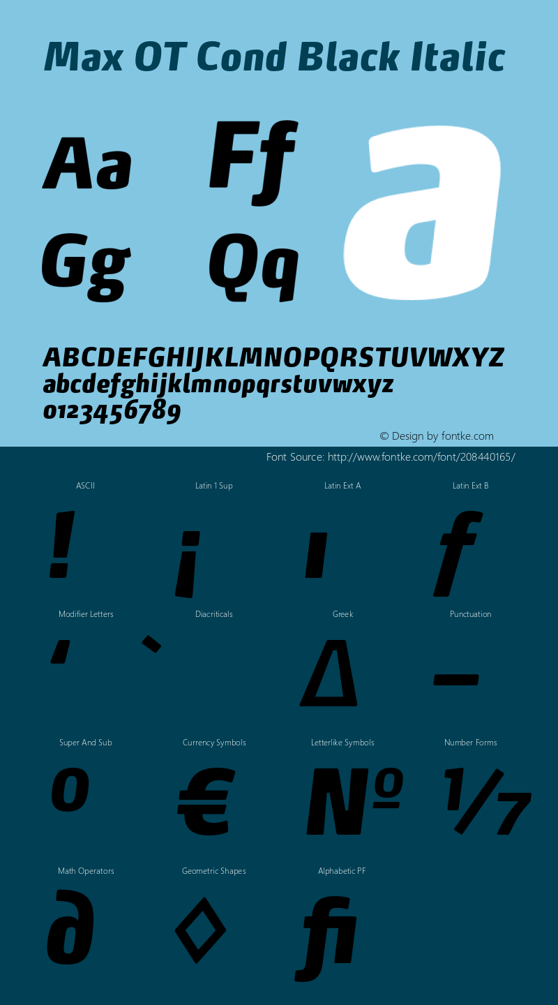 MaxOT-CondBlackItalic Version 7.504; 2014; Build 1024图片样张