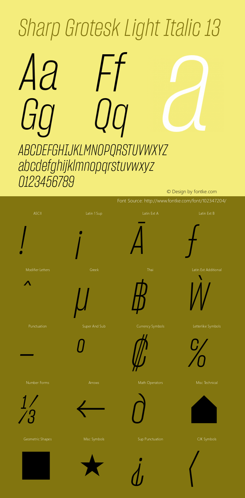 Sharp Grotesk Light Italic 13 Version 1.003 Font Sample