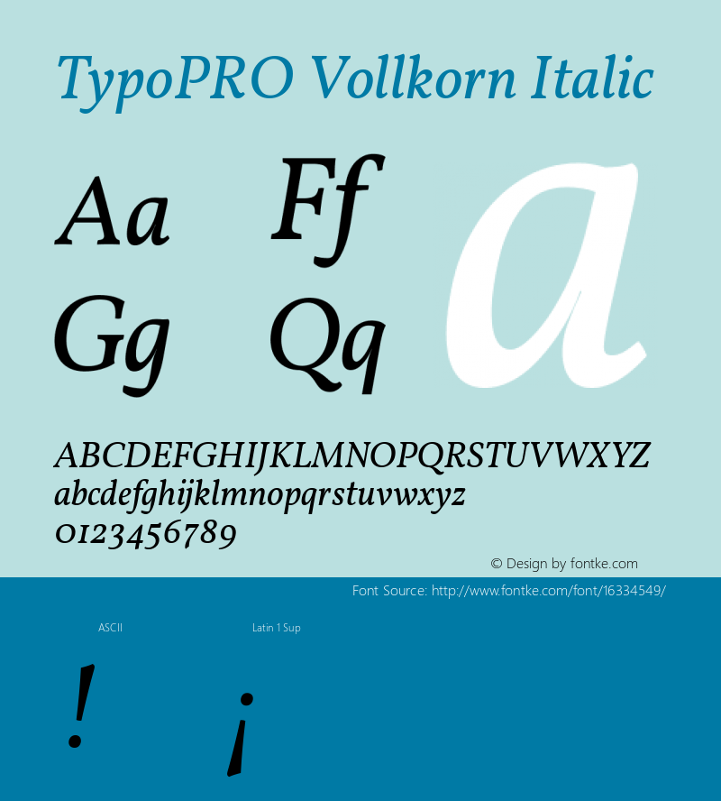 TypoPRO Vollkorn Italic Version 3.005;PS 003.005;hotconv 1.0.70;makeotf.lib2.5.58329 Font Sample