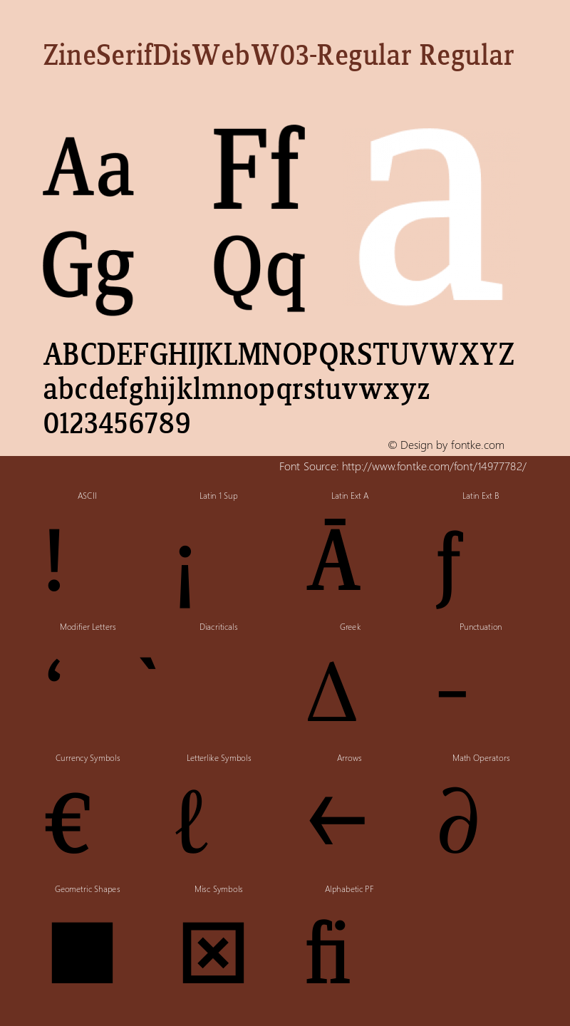 ZineSerifDisWebW03-Regular Regular Version 7.504 Font Sample