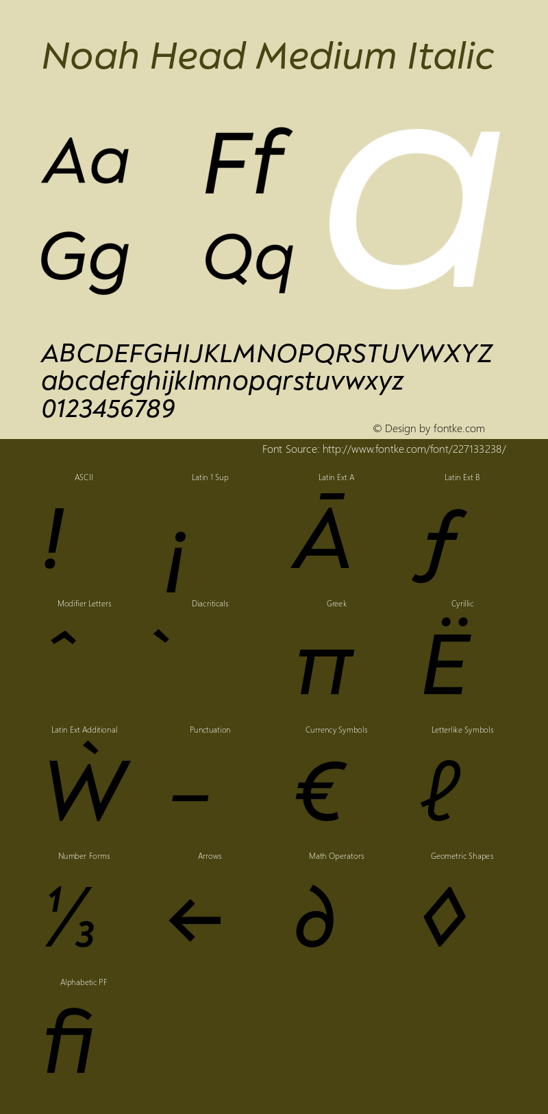 Noah Head Medium Italic Version 1.000;PS 001.000;hotconv 1.0.88;makeotf.lib2.5.64775图片样张