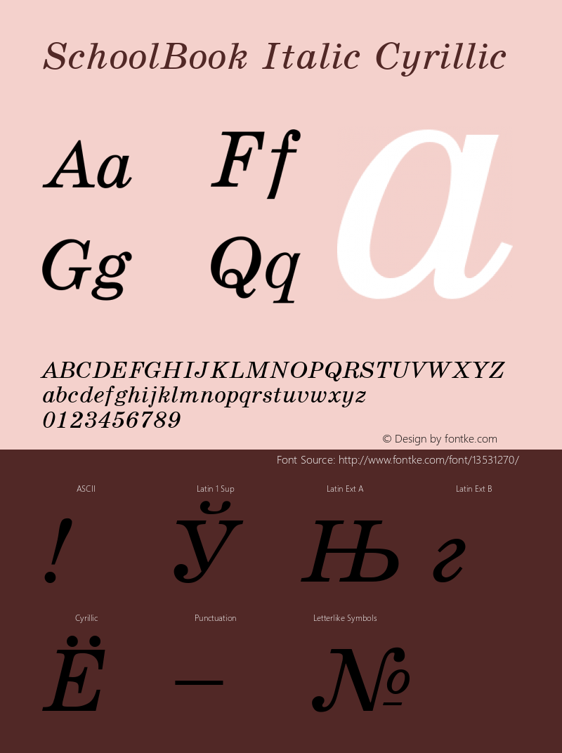SchoolBook Italic Cyrillic 001.000 Font Sample