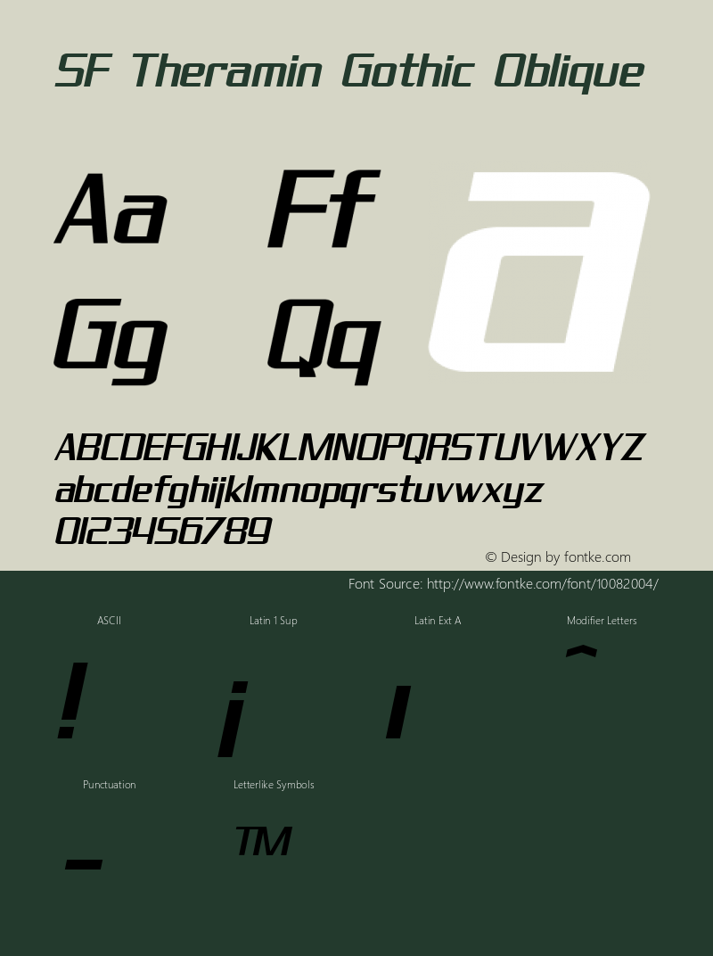 SF Theramin Gothic Oblique v1.0 - Freeware Font Sample