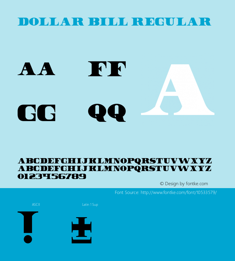 Dollar Bill Regular Unknown Font Sample