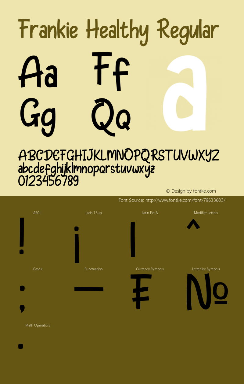 Frankie Healthy Version 1.00;October 1, 2020;FontCreator 13.0.0.2672 64-bit Font Sample