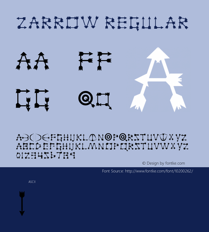Zarrow Regular Altsys Fontographer 3.5  9/24/92 Font Sample