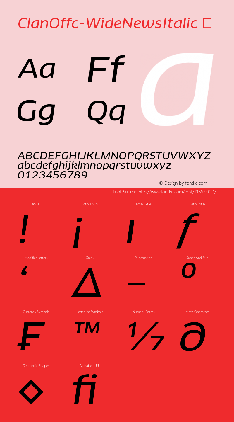 ☞Clan Offc Wide Italic Version 7.504; 2010; Build 1020; ttfautohint (v1.5);com.myfonts.easy.fontfont.clan.offc-wide-news-italic.wfkit2.version.3Yqq图片样张