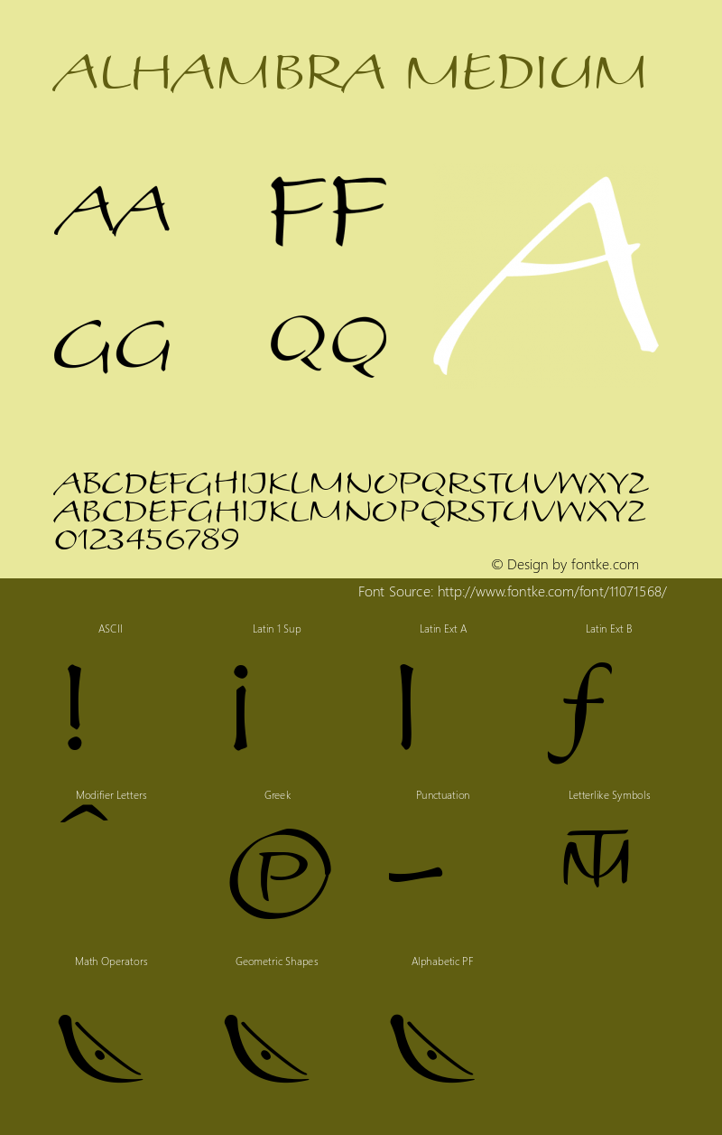 Alhambra Medium Version 001.000 Font Sample