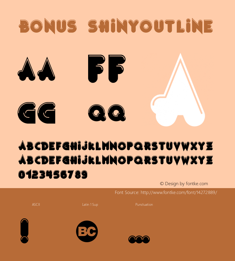 Bonus ShinyOutline Version 1.0 Font Sample