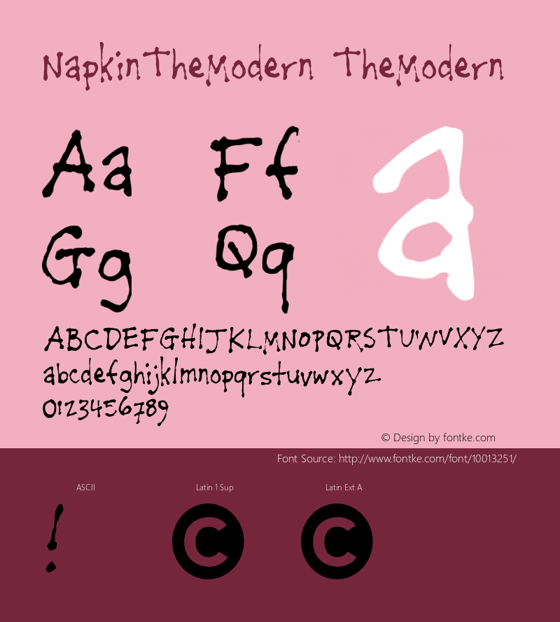 NapkinTheModern TheModern Version 1.00 Font Sample