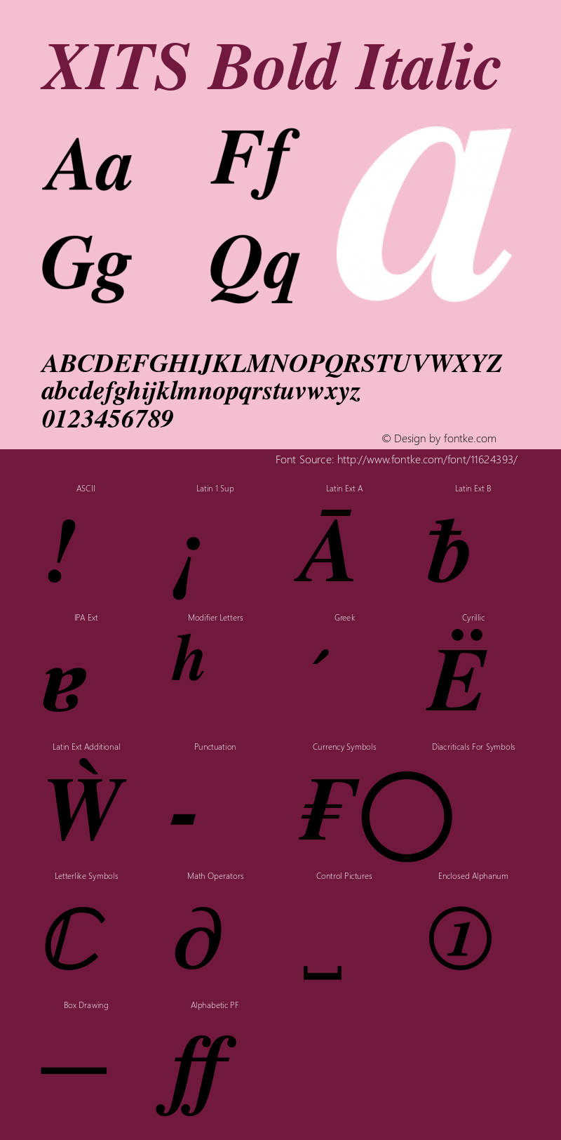 XITS Bold Italic Version 1.104 Font Sample