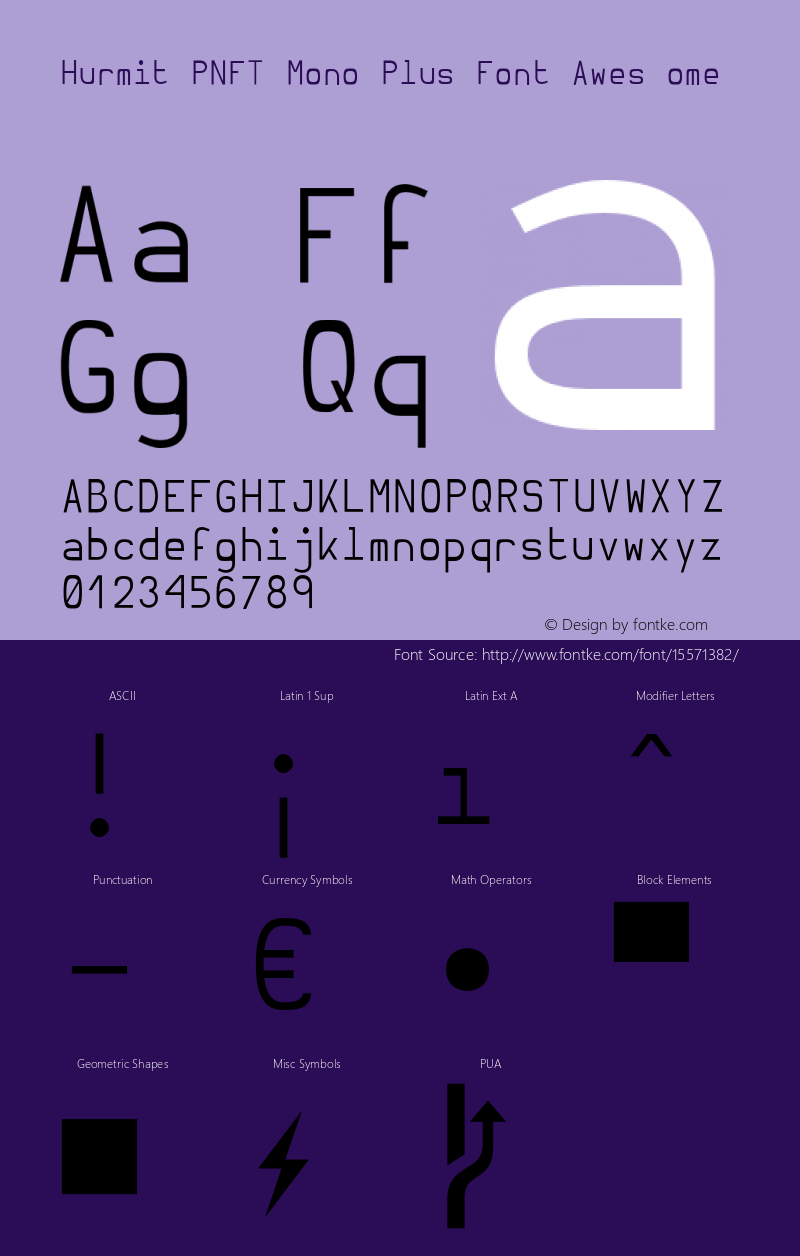 Hurmit PNFT Mono Plus Font Awes ome Version 1.21;Nerd Fonts 0.4. Font Sample