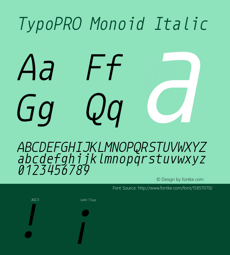 TypoPRO Monoid Italic Version 0.60 Font Sample