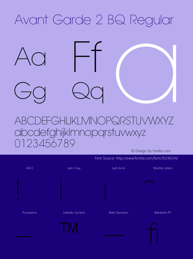 Avant Garde 2 BQ Regular 001.000 Font Sample