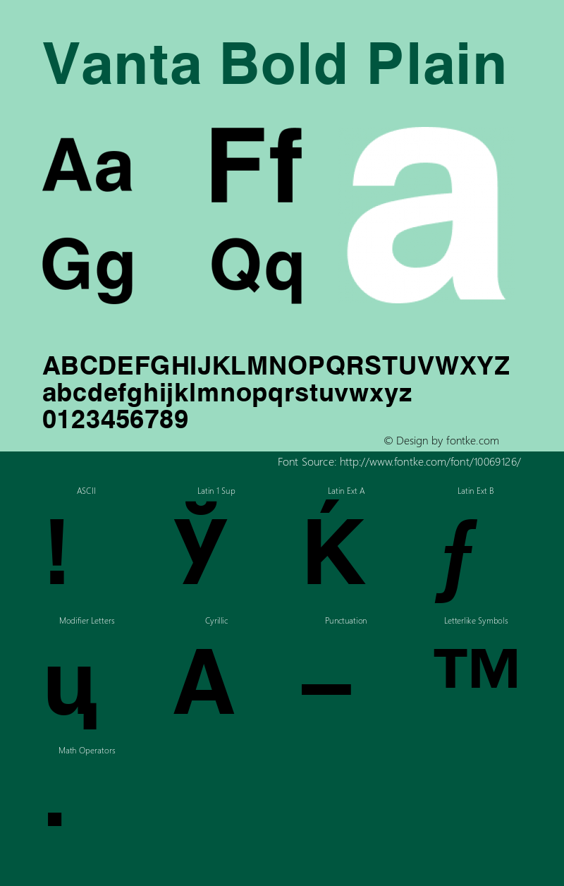 Vanta Bold Plain 001.001 Font Sample