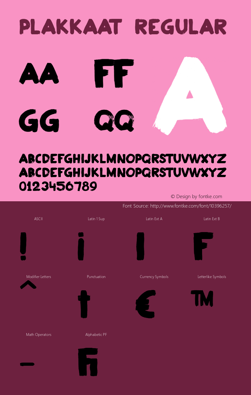 Plakkaat Regular Version 1.002 Font Sample