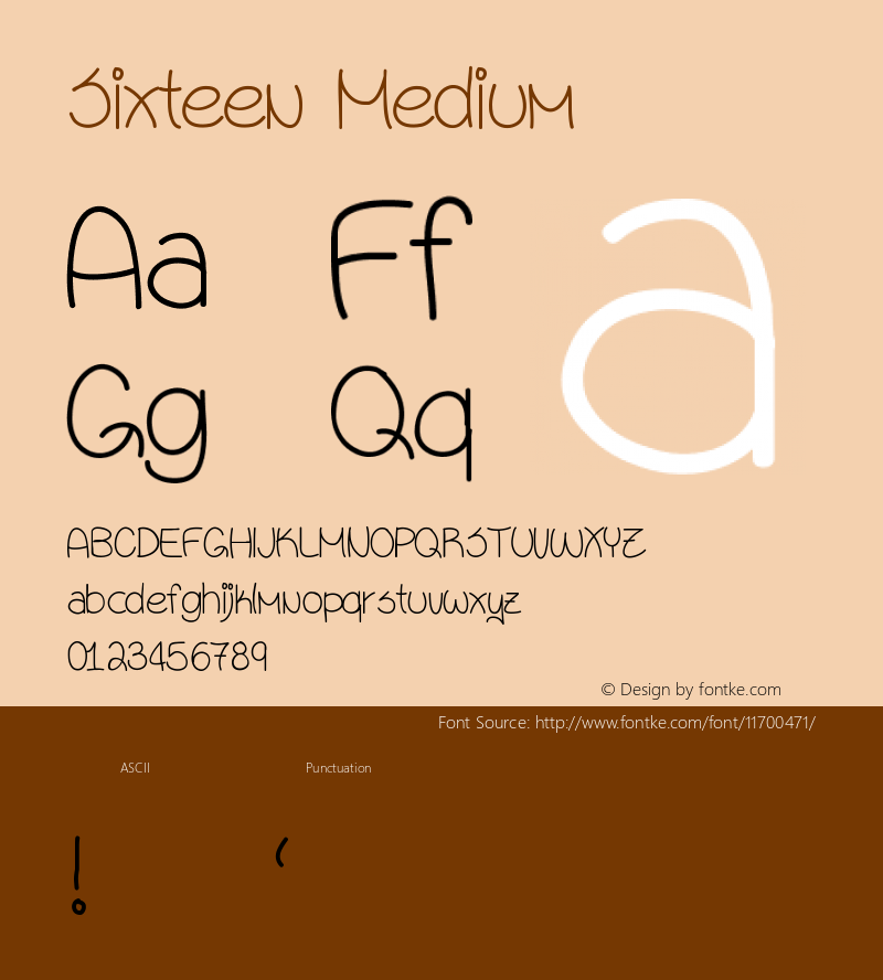 Sixteen Medium Version 001.000 Font Sample