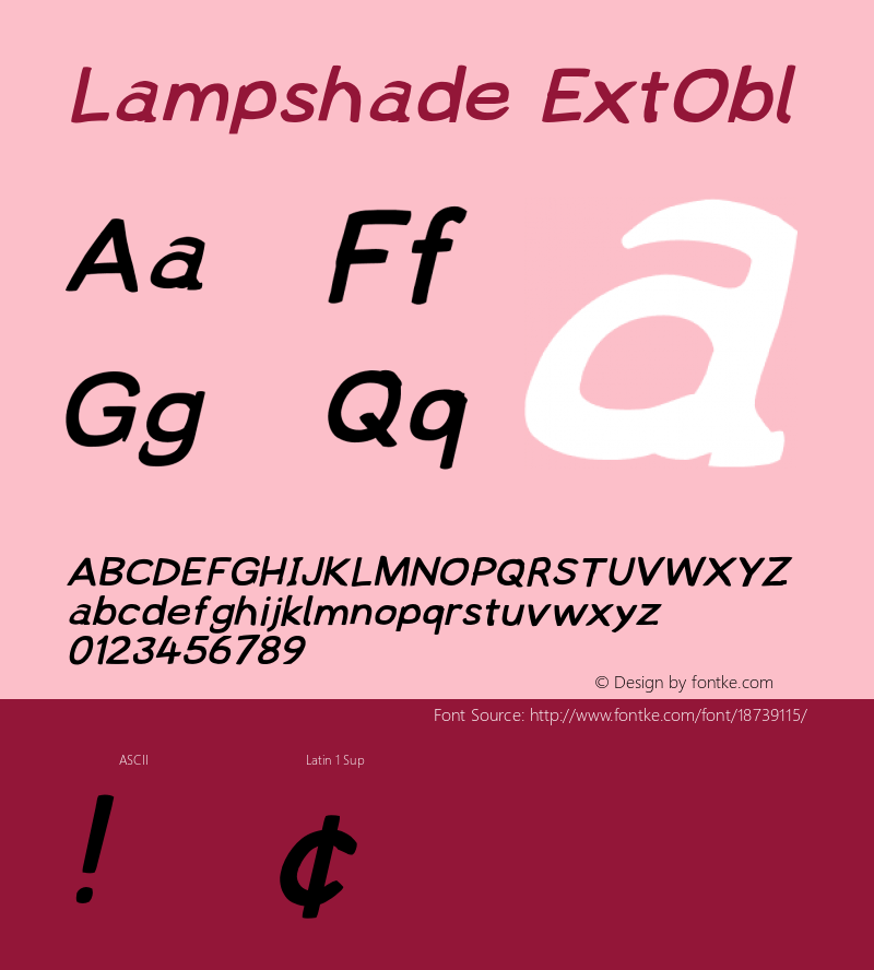 Lampshade ExtObl Version 1 Font Sample