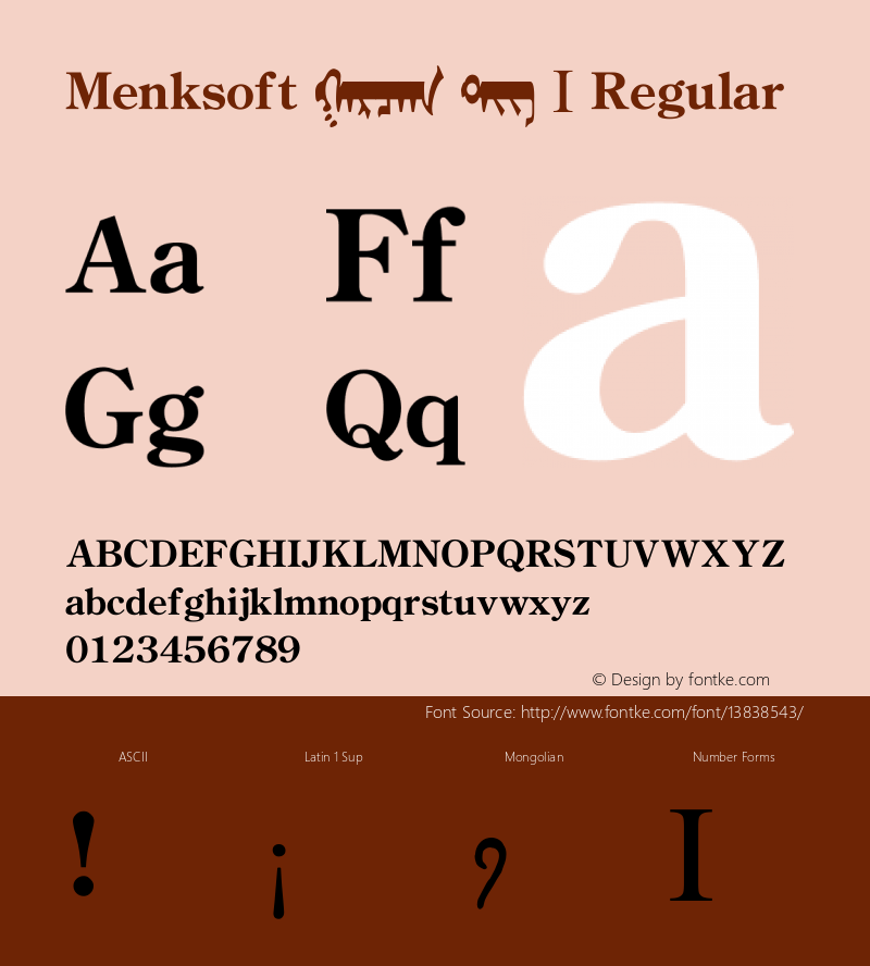 Menksoft   Ⅰ Regular Version 1.1 Font Sample