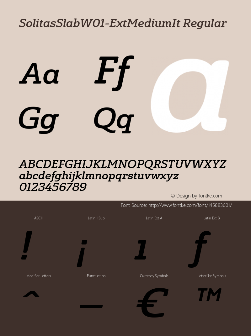 Solitas Slab W01 Ext Medium It Version 1.00 Font Sample