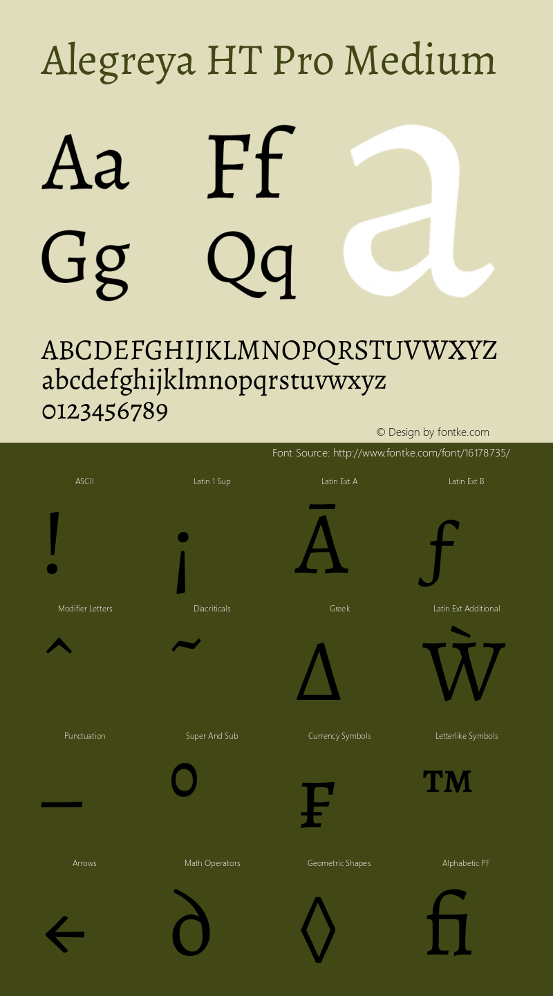 Alegreya HT Pro Medium Version 1.200 Font Sample