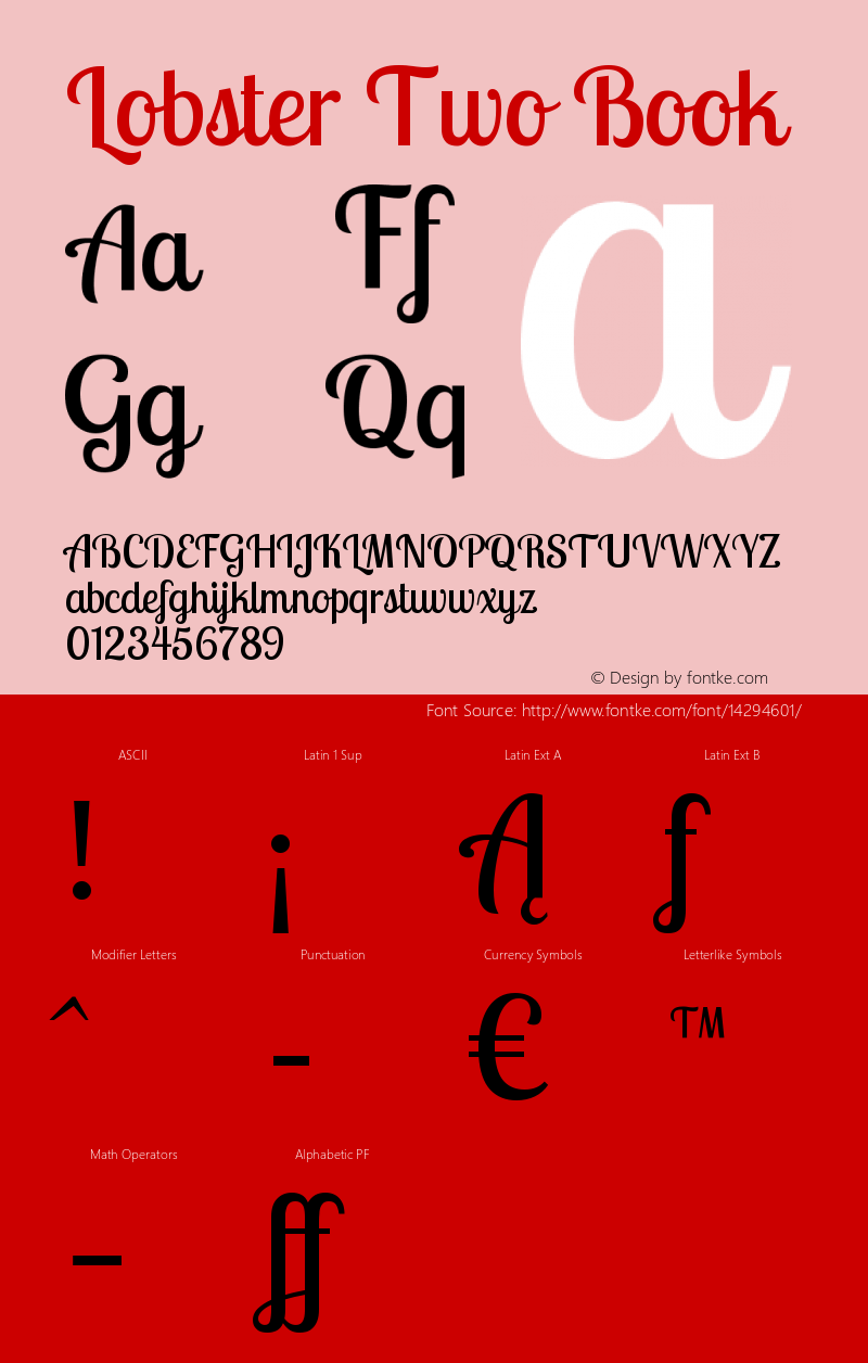 Lobster Two Book Version 1.006 Font Sample