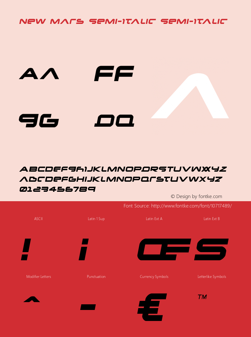 New Mars Semi-Italic Semi-Italic Version 1.0; 2015 Font Sample