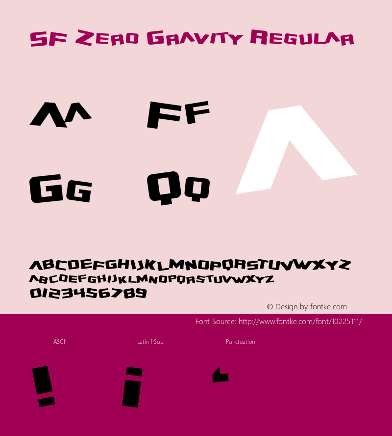 SF Zero Gravity Regular Version 1.1 Font Sample