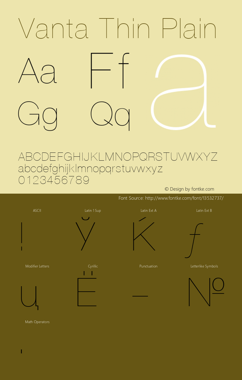 Vanta Thin Plain 001.001 Font Sample