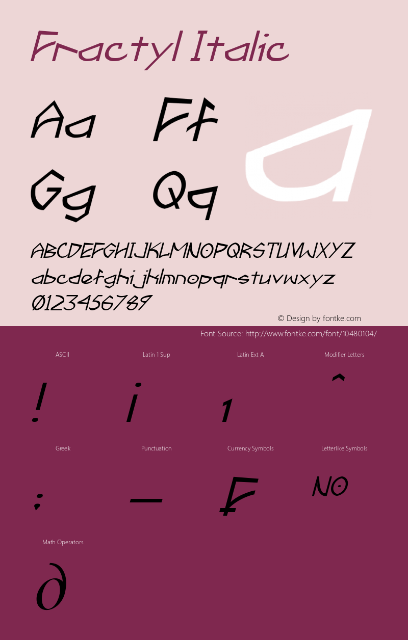Fractyl Italic Version 1.00 April 8, 2013, initial release Font Sample