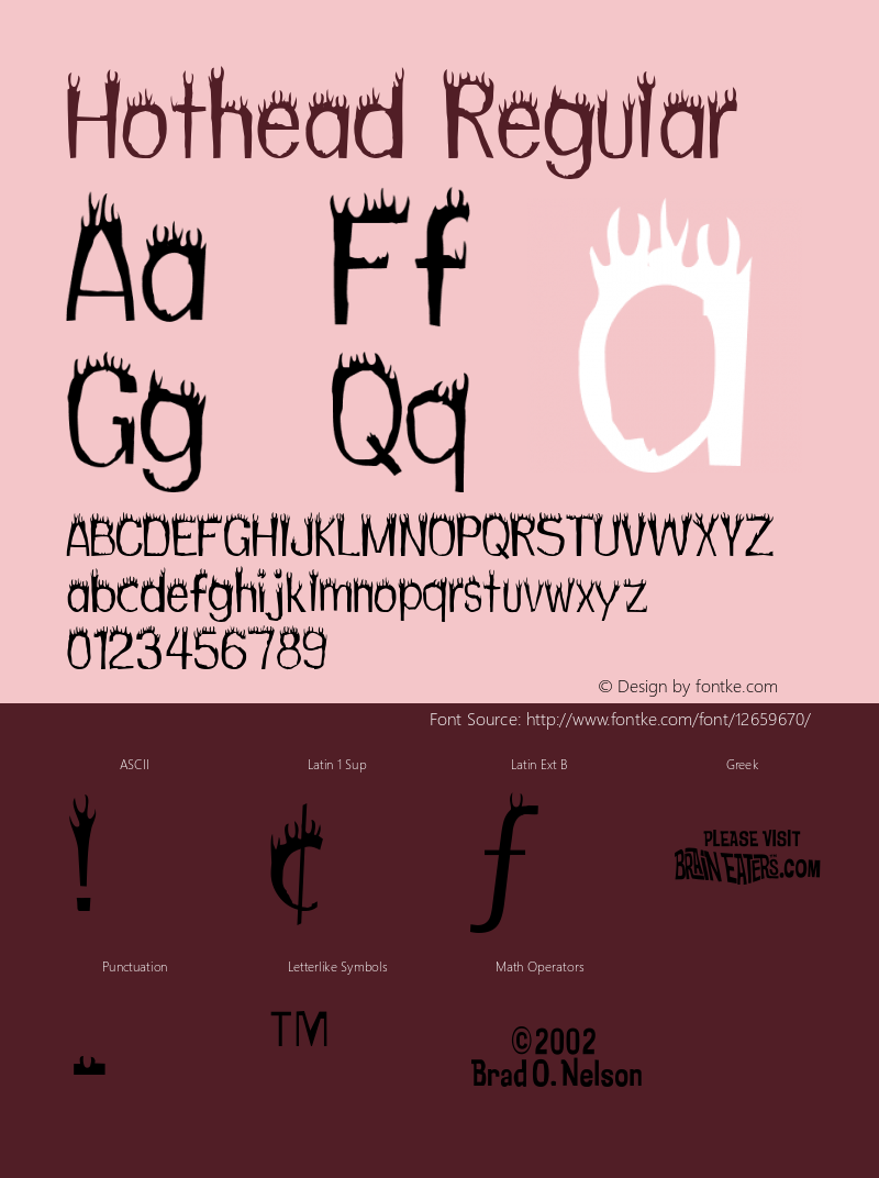 Hothead Regular Macromedia Fontographer 4.1.5 12/21/02 Font Sample