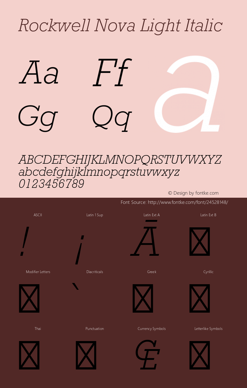 Rockwell Nova Light Italic Version 1.01 Font Sample