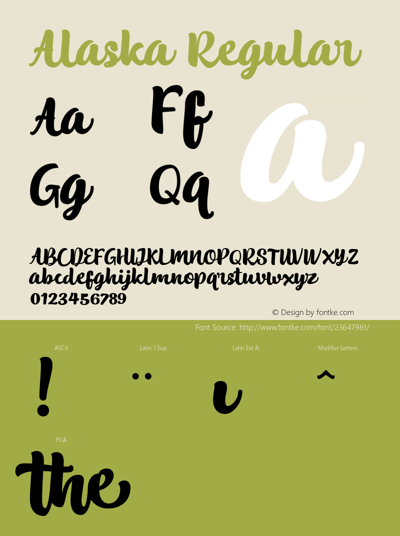 Alaska Regular  Font Sample