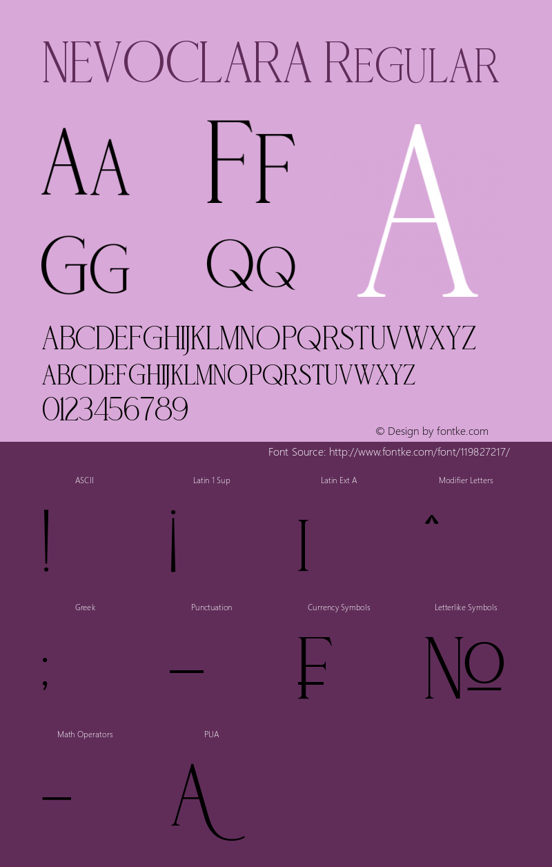 NEVOCLARA Version 1.00;March 21, 2020;FontCreator 11.5.0.2427 32-bit Font Sample