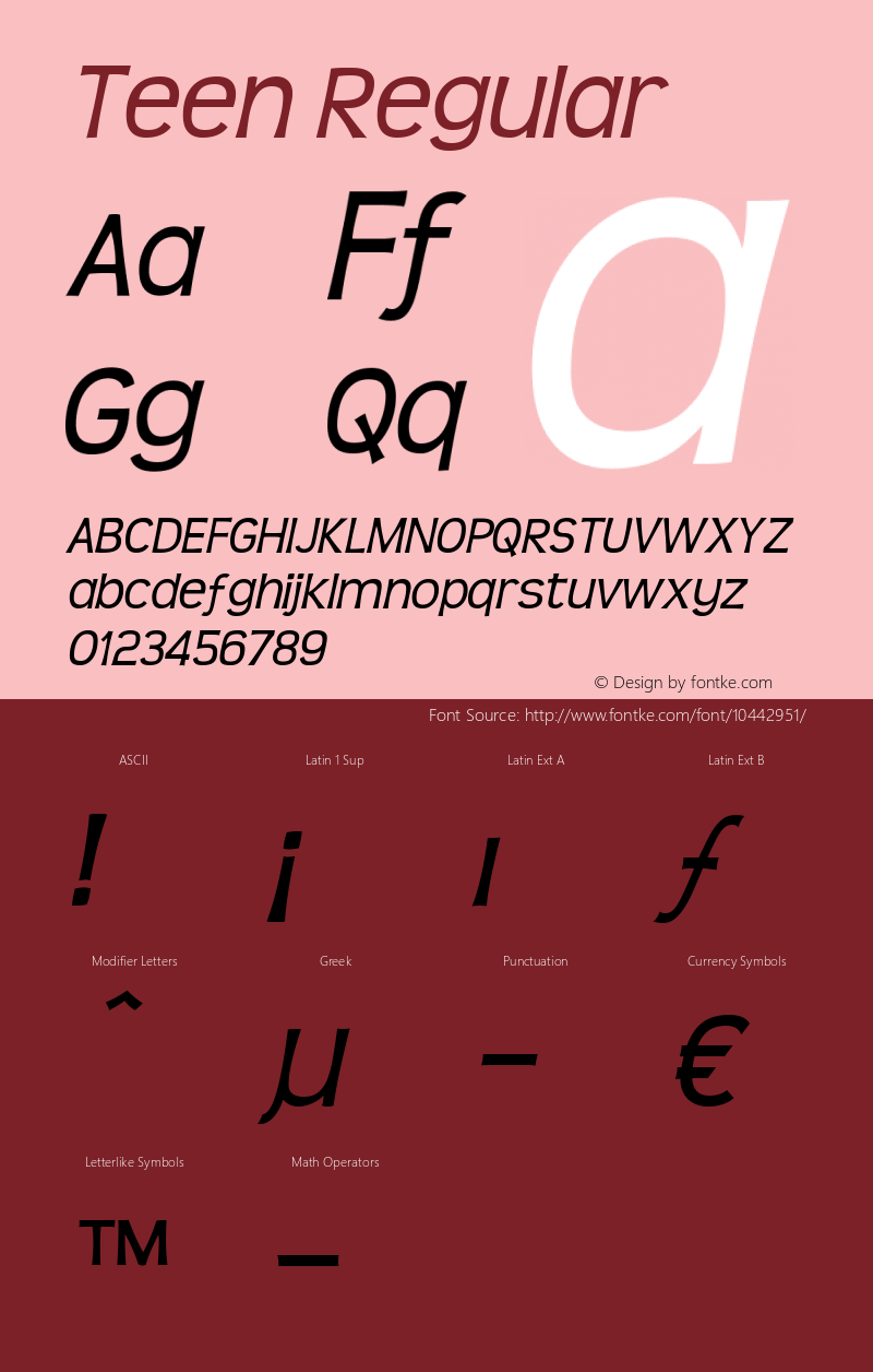 Teen Regular Version 4.001 Font Sample