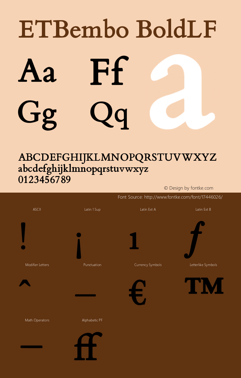 ETBembo BoldLF Version 001.001 Font Sample