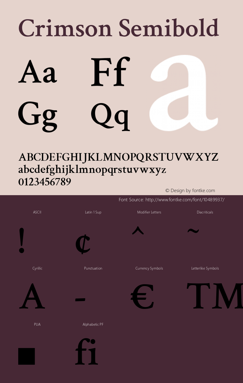 Crimson Semibold Version 0.12 Font Sample