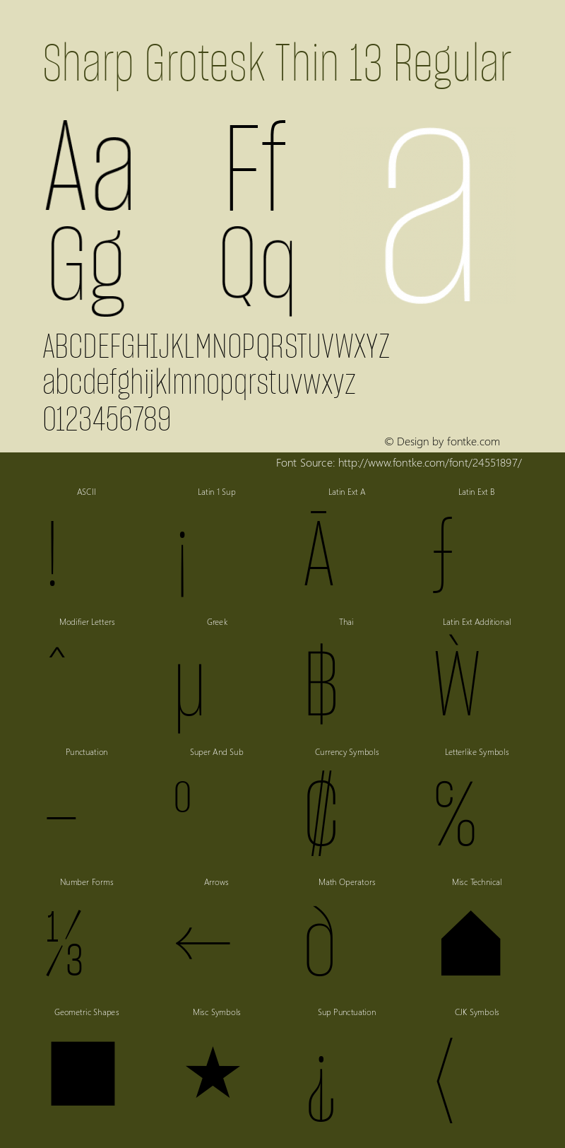 Sharp Grotesk Thin 13 Regular Version 1.001;PS 0.000;hotconv 16.6.51;makeotf.lib2.5.65220 Font Sample