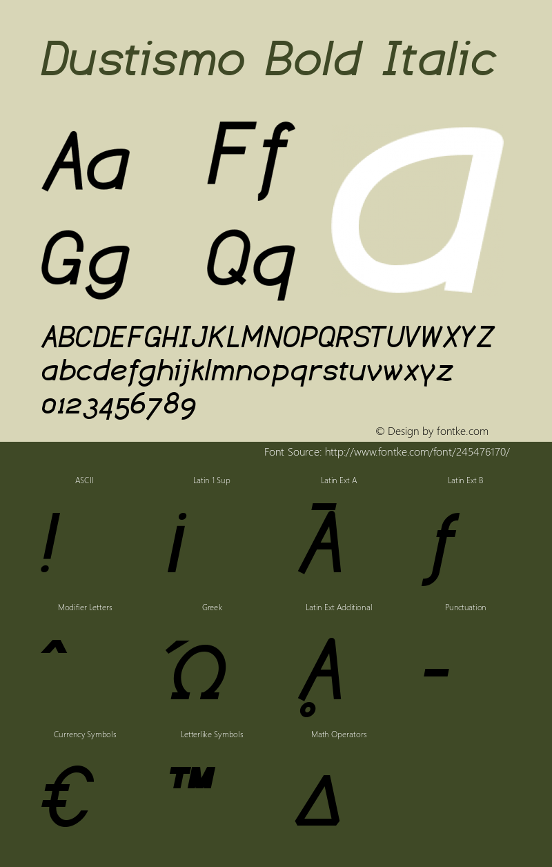 Dustismo  Bold Italic Version 1.06 2003图片样张