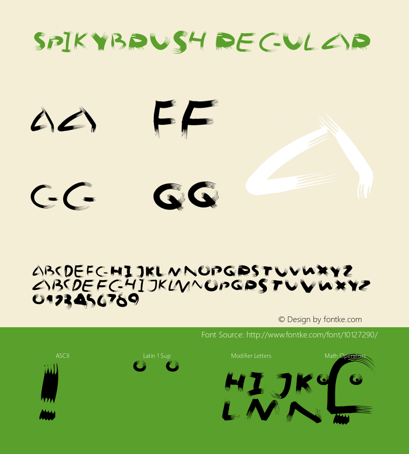 SpikyBrush Regular 1.0 2004-03-11 Font Sample