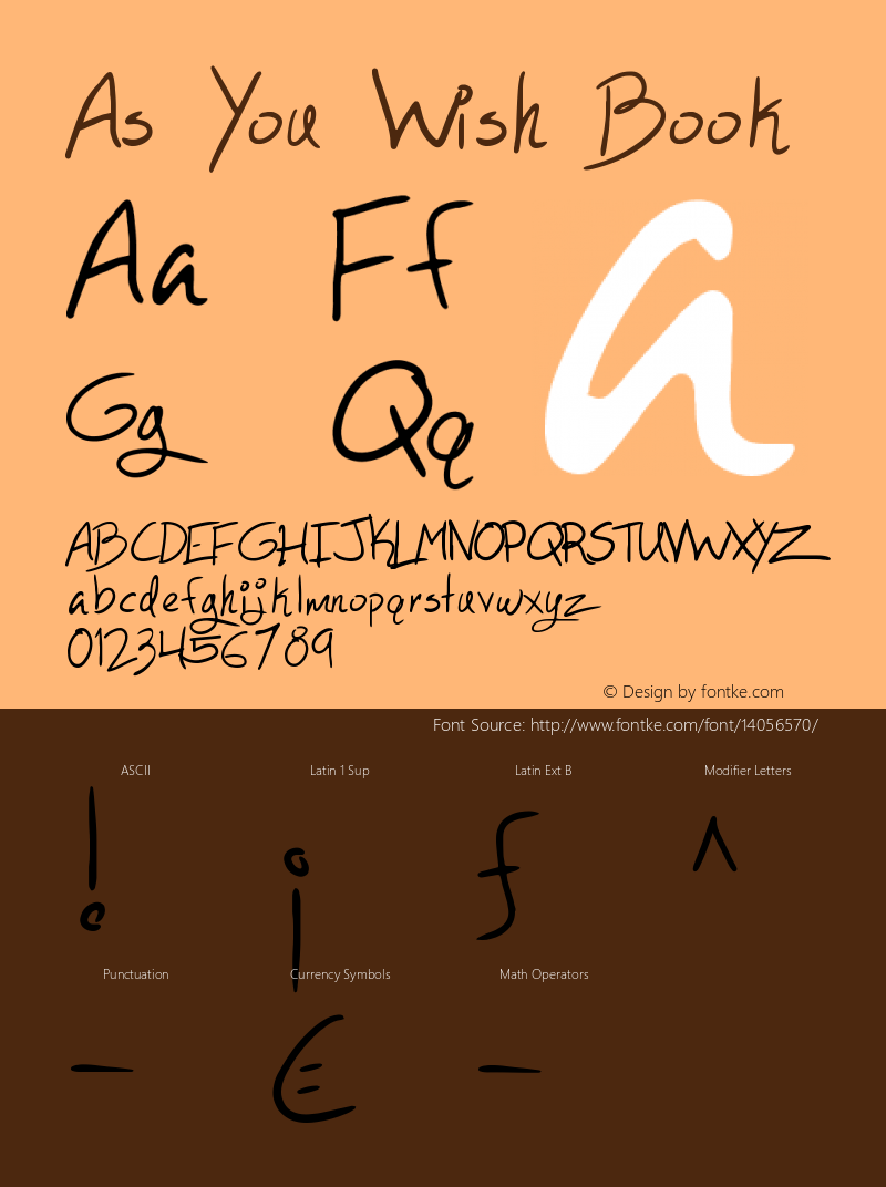 As You Wish Book Version 1.0 Font Sample