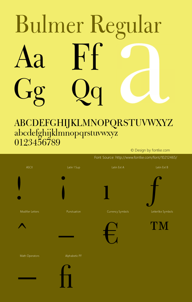 Bulmer Regular 003.001 Font Sample