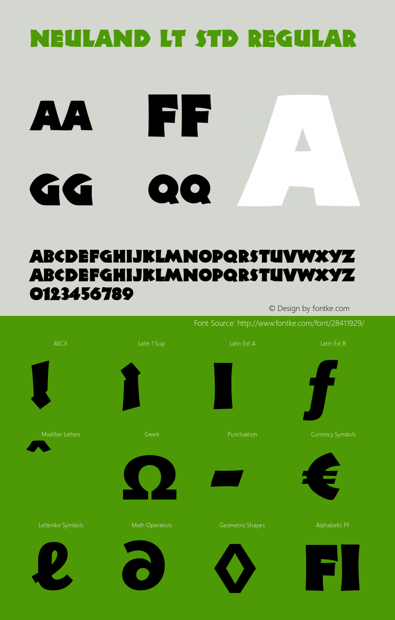 NeulandLTStd OTF 1.029;PS 001.001;Core 1.0.33;makeotf.lib1.4.1585 Font Sample