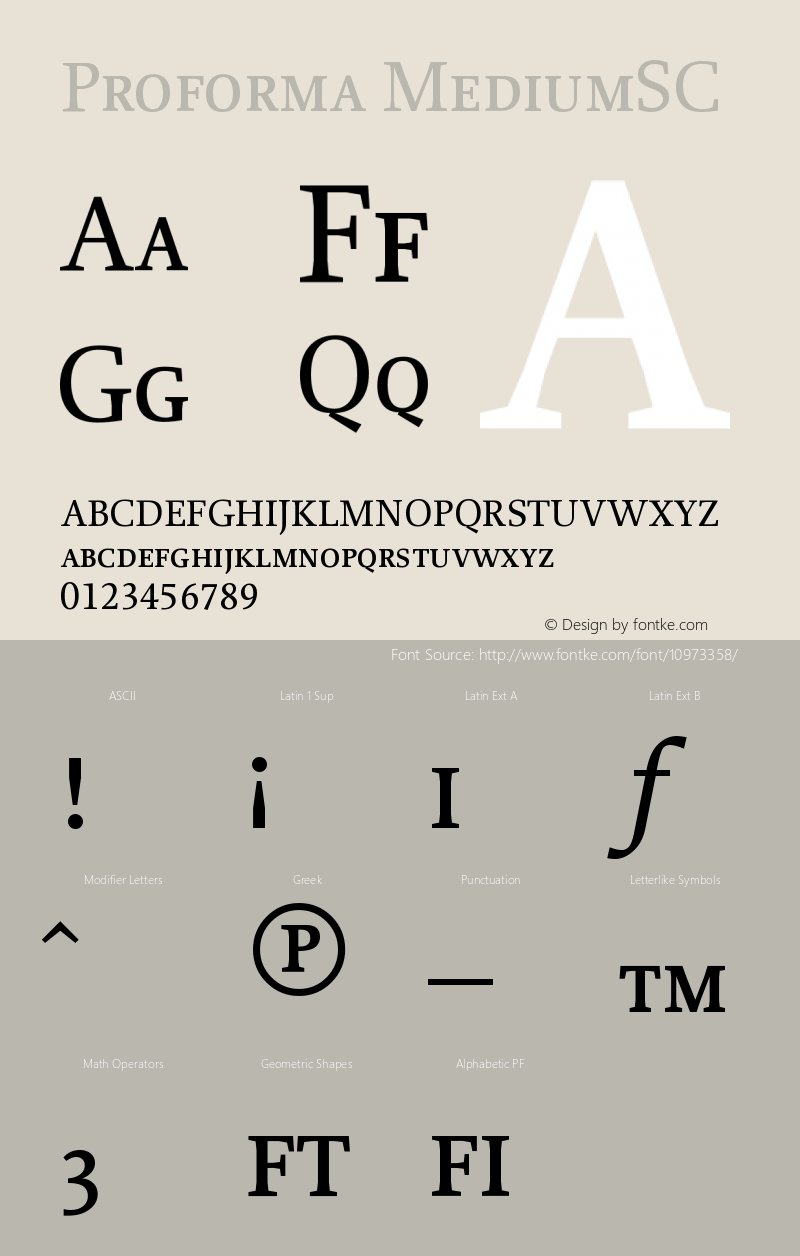 Proforma MediumSC Version 001.000 Font Sample