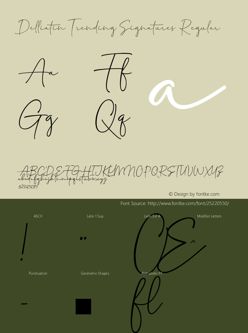 DelliatinTrendingSignatures Version 1.000 Font Sample