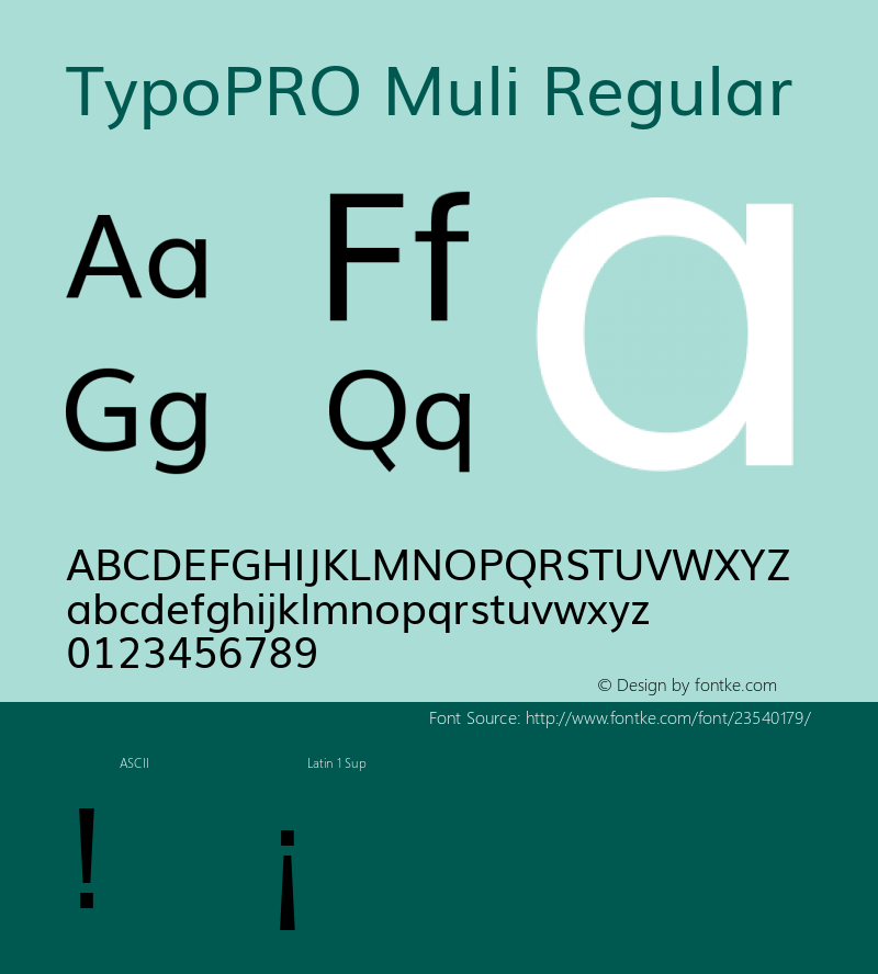 TypoPRO Muli Version 2; ttfautohint (v1.00rc1.6-4cba) -l 8 -r 50 -G 200 -x 0 -D latn -f none -w G Font Sample