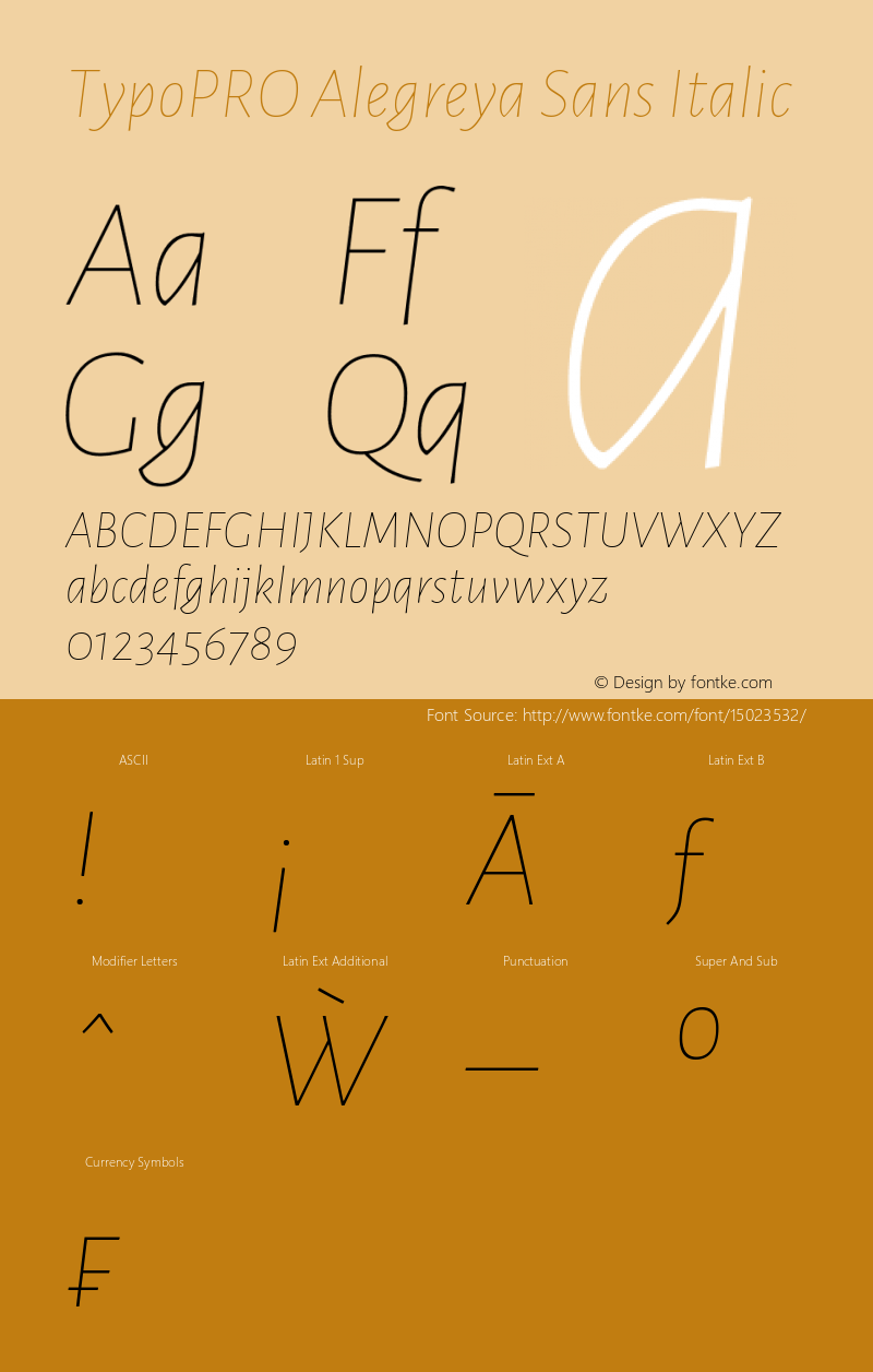 TypoPRO Alegreya Sans Italic Version 1.000;PS 001.000;hotconv 1.0.70;makeotf.lib2.5.58329 DEVELOPMENT Font Sample