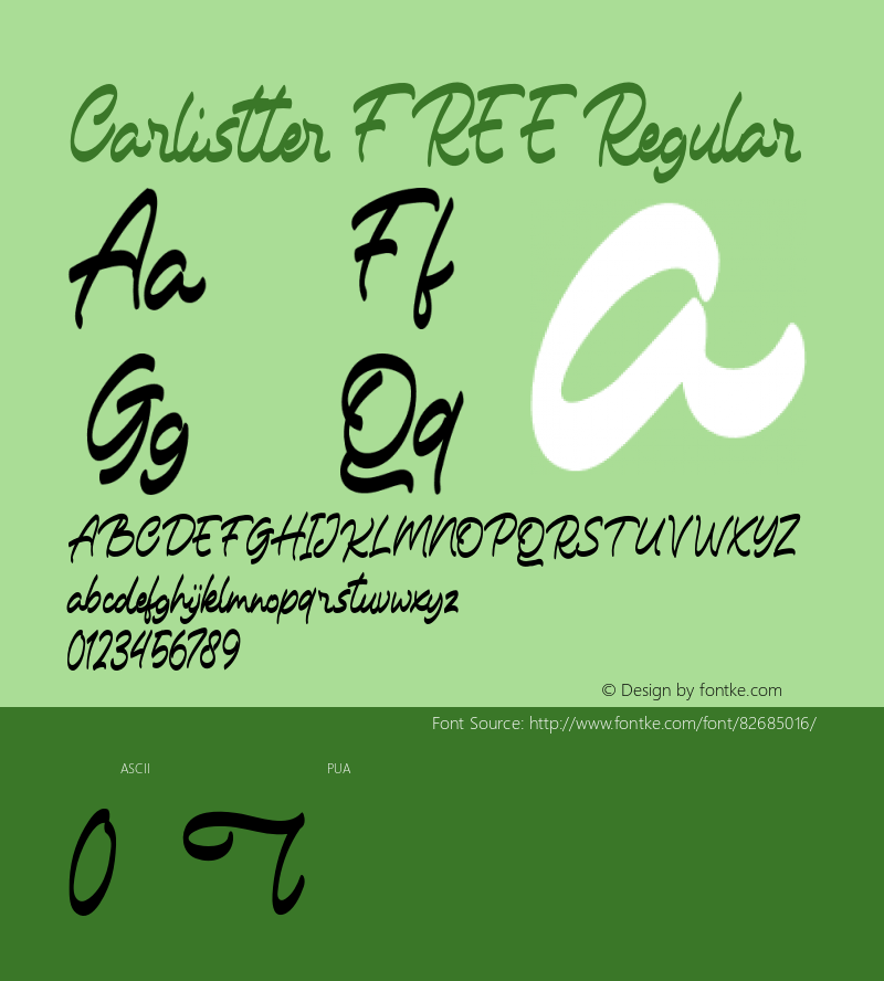 CarlistterFREE Version 1.000 Font Sample