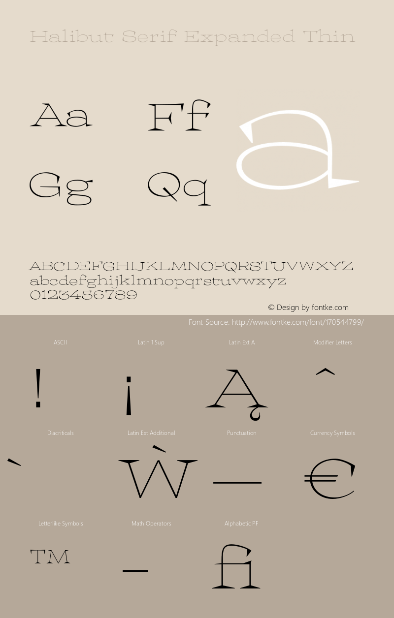 Halibut Serif Expanded Thin Version 2.000;hotconv 1.0.109;makeotfexe 2.5.65596图片样张