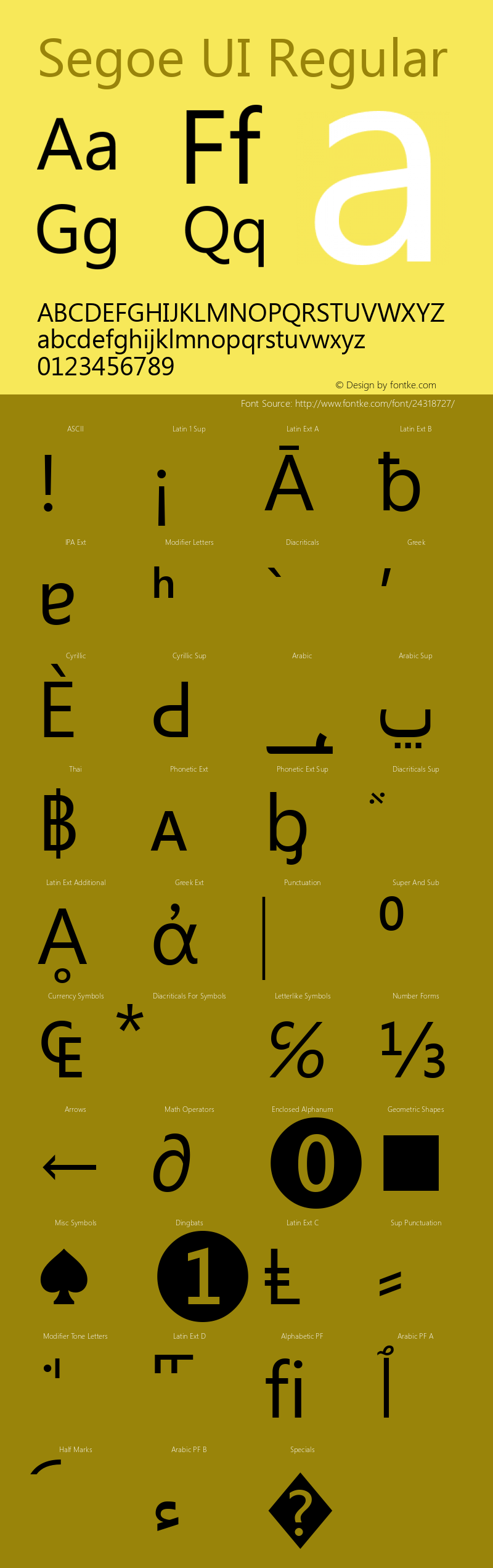 Segoe UI Version 5.05 Font Sample